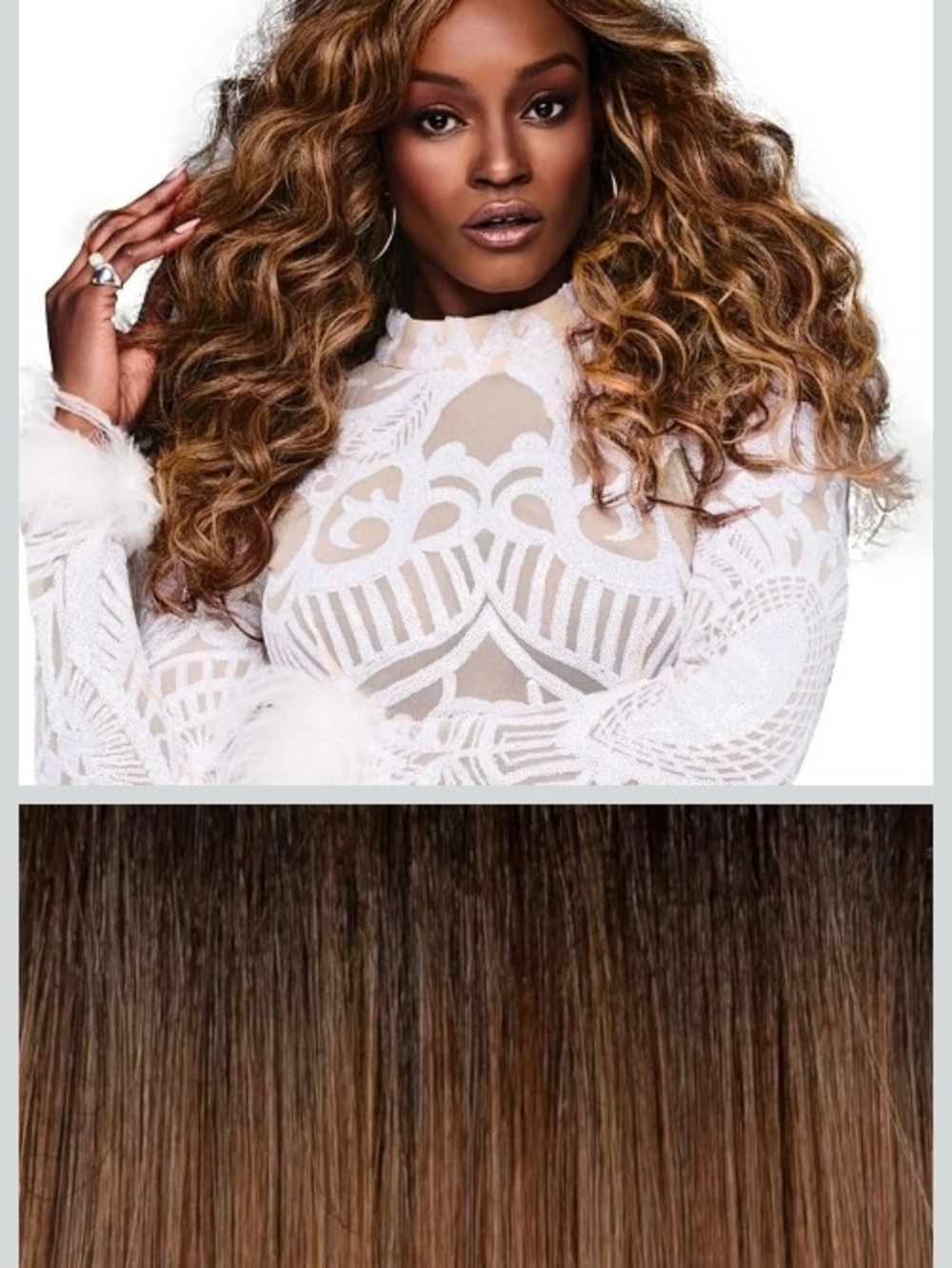 KIM KIMBLE Wavy Ombre Brown Synthetic Wig - Light Brown Highlight